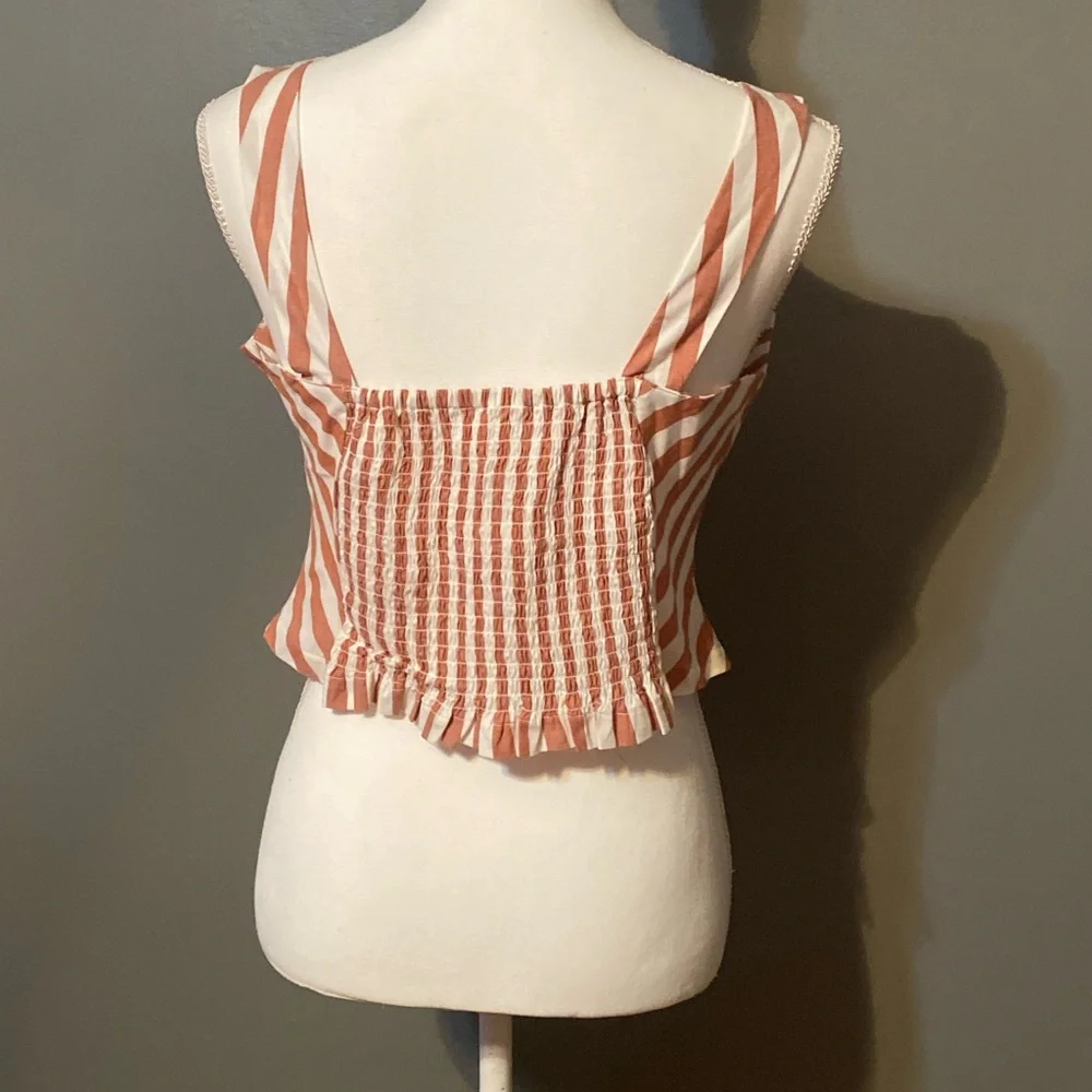 Maurices Brown and White Striped Sleeveless Top